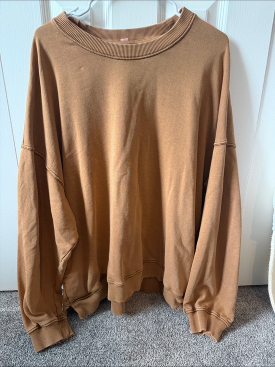 FP Movement by Free People Tops - FP Movement by Free People Oversized Pullover Sweatshirt in Camel